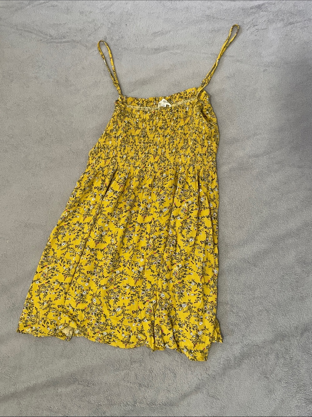 Girls Yellow Floral Sundress with Smocked Bodice